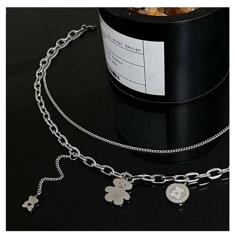 Vòng Cổ MAYEBE LAVEND Đôi Hình Gấu Dễ Thương Unisex