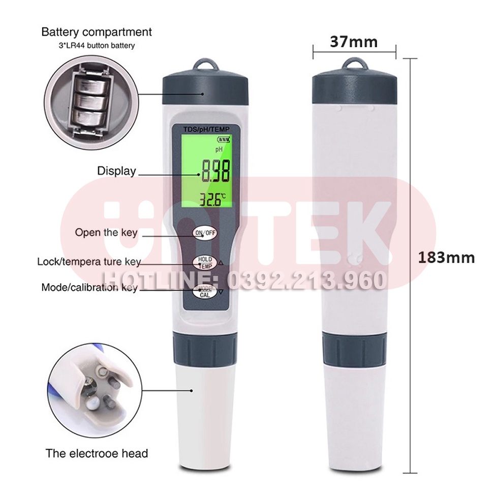 Bút Kiểm Tra Chất Lượng Nước Cầm Tay Kỹ Thuật Số 3 Trong 1 TDS/ Độ PH Và Nhiệt Độ Noyafa EZ9901