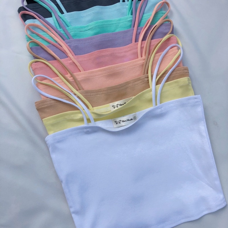 Áo ống hai dây sợi bún tone màu pastel | BigBuy360 - bigbuy360.vn