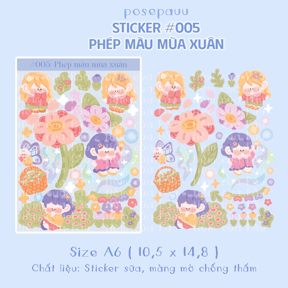 sticker tự thiết kế | chủ đề phép màu mùa xuân, trang trí sổ tay, nhật ký, dán mũ bảo hiểm