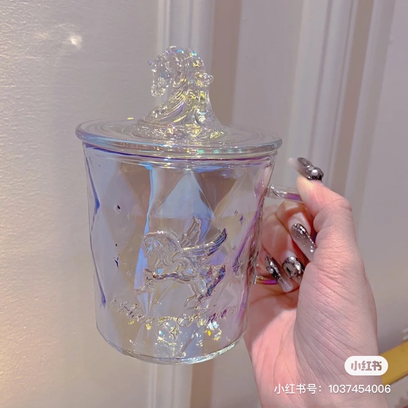 Có sẵn - cốc thuỷ tinh Flower knows kỳ lân thú một sừng Unicorn hologram