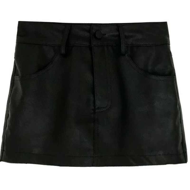 Chân Váy Da Chữ A Hàn Quốc Cạp Cao Siêu Cá Tính