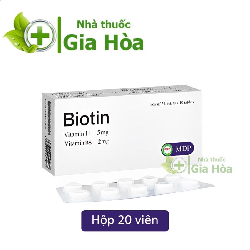 [CHÍNH HÃNG] Biotin Mediphar USA (Vitamin H, B5)- Viên uống làm đẹp, mịn màng da, tóc, móng chắc khoẻ, giảm gãy, rụng