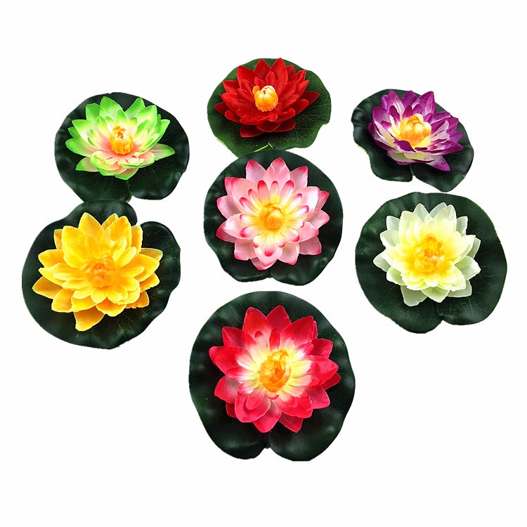 Bông hoa súng lụa 10cm thả nước cực xinh  - Decor bể cá phòng khách, ao hồ, sân vườn, trang trí nhà
