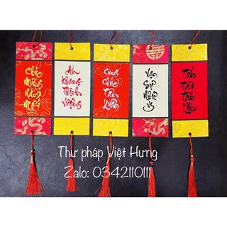 Liễn thư pháp viết tay ốp gấm trang trí tết, viết theo yêu cầu