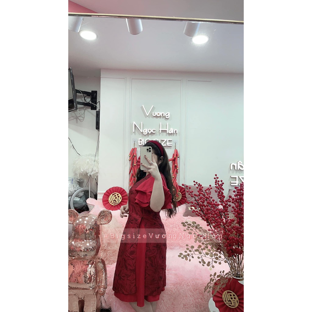 SET ÁO GẤM + CHÂN VÁY XÒE TAY LOE BIGSIZE VƯƠNG NGỌC HÂN