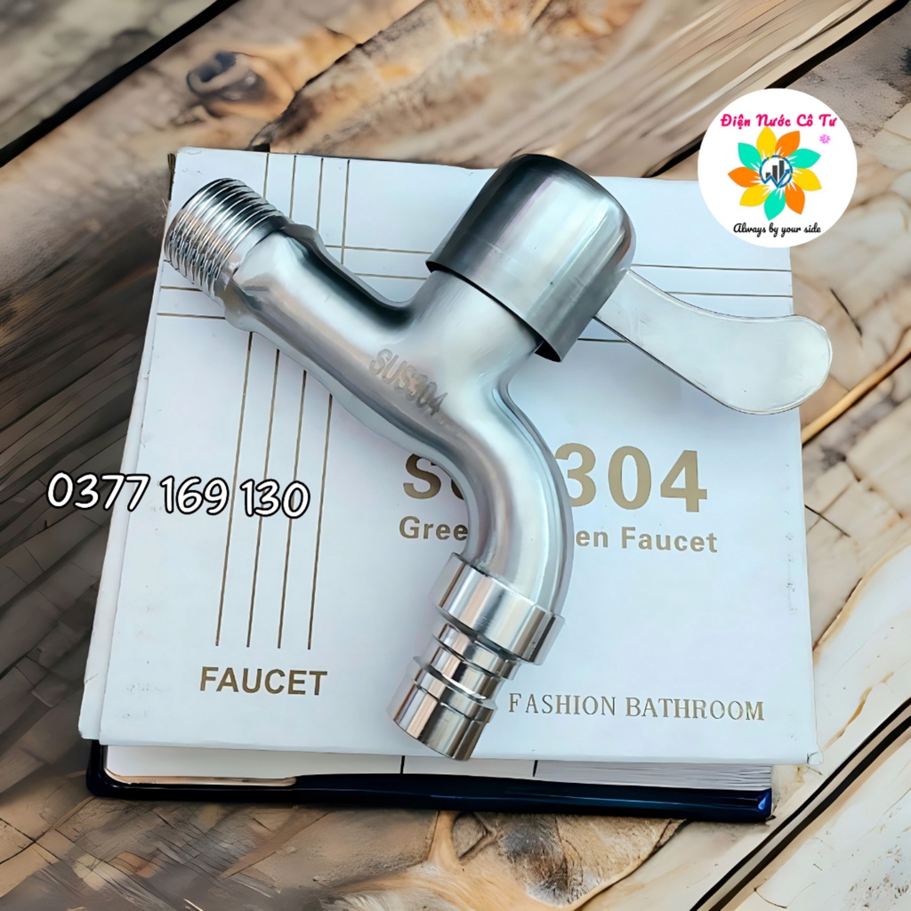Vòi hồ Inox mờ 304 phi 21