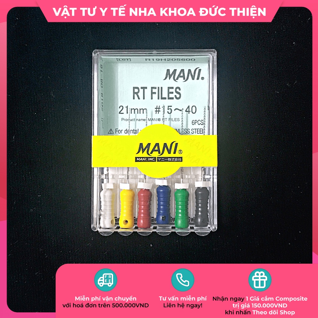 RT Files Mani - Trâm nong dẻo Mani Nhật - Trâm dẻo (Vỉ 6 trâm) - Vật tư nha khoa chính hãng