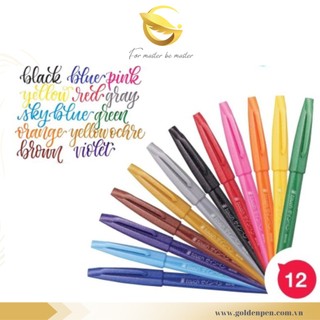 [HÀNG CHÍNH HÃNG] Bút Viết Thư Pháp Brush Sign Pen Pentel - SES15C - 12 Màu Cơ Bản
