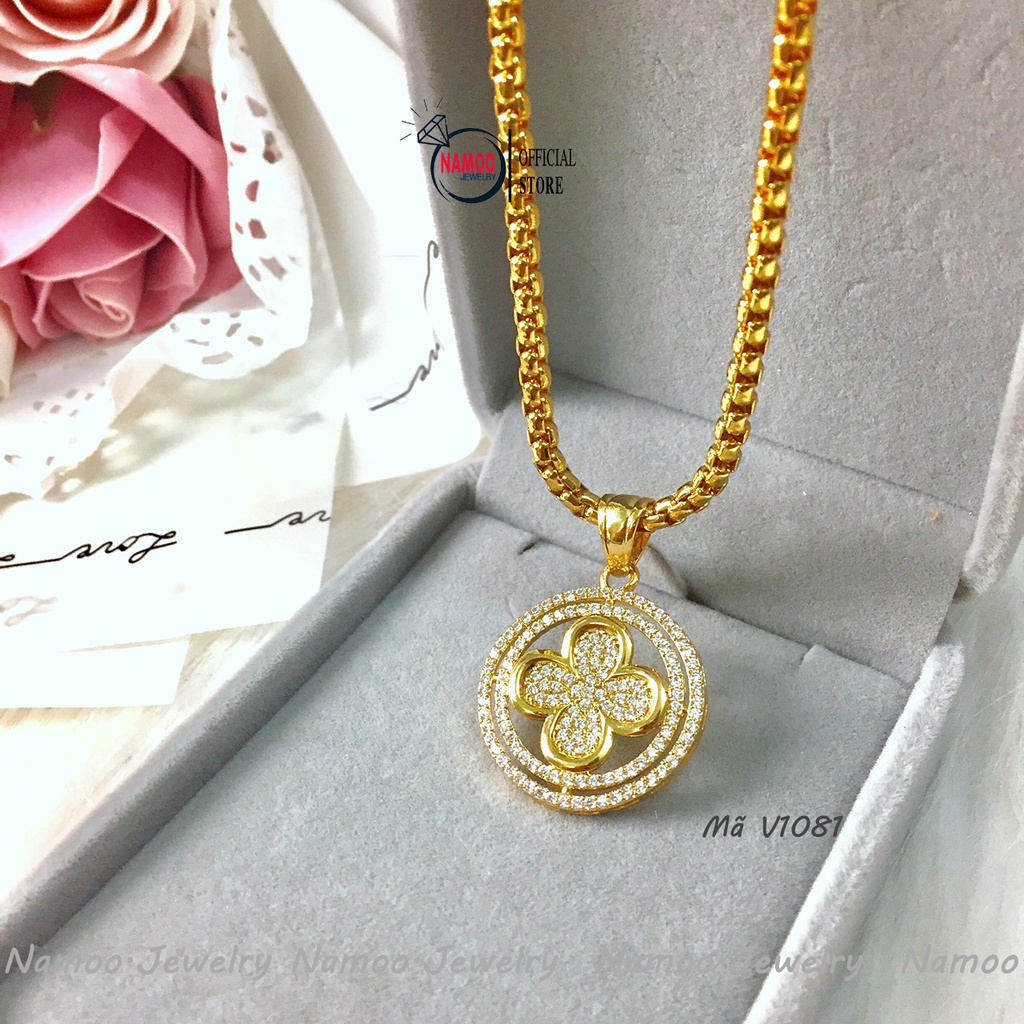 Dây Chuyền Nữ V1081 Cực Đẹp Với Kiểu Dáng Mặt Hoa Cực Đẹp, Khảm Đá Tinh Xảo Cho Nữ Namoo Jerwelry