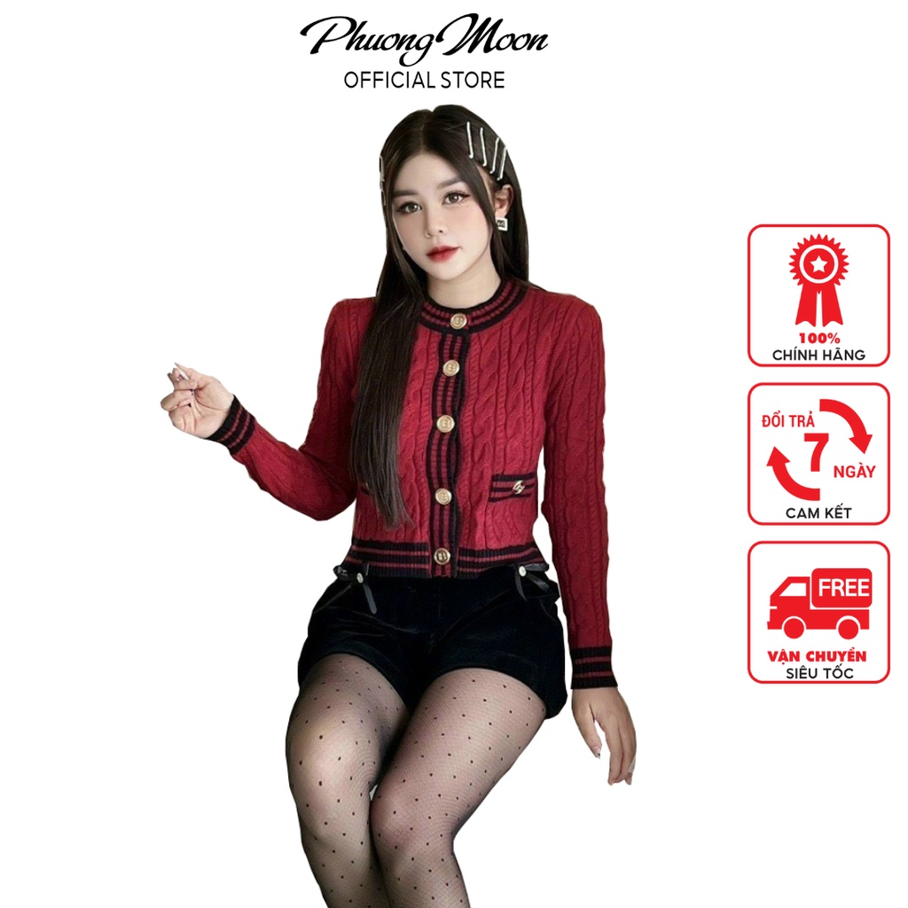 Áo len nữ PHUONGMOON, chất len thừng dày dặn hàng có đệm vai