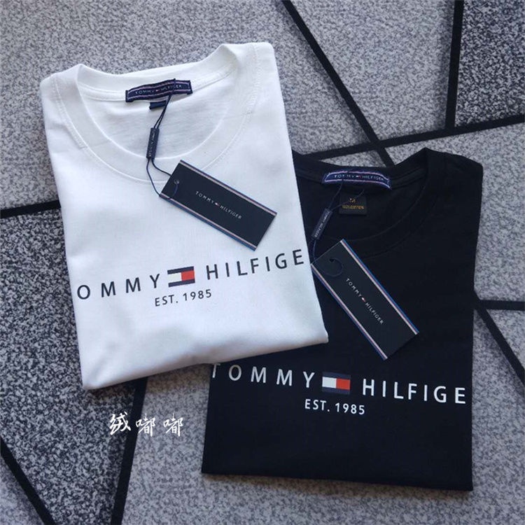 Áo Thun Cotton Ngắn Tay Cổ Tròn Dáng Rộng In Logo Tommy HiIfiger Cá Tính Cho Nam Nữ
