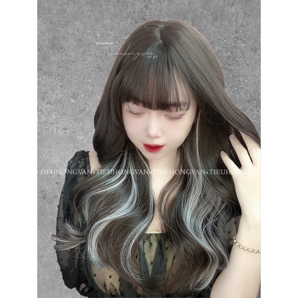 TÓC NGUYÊN ĐẦU NGÔI LỆCH XOĂN LIGHT KHÓI - 45cm