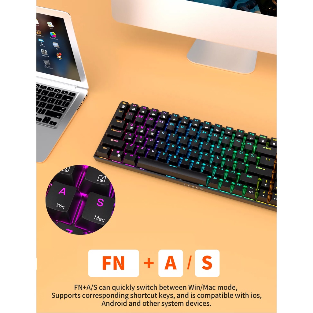 Bàn phím cơ không dây RK100 | Hotswap | RGB | 3-Modes