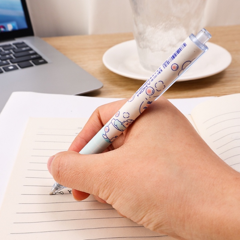 Bút Mực Gel Ngòi 0.5mm Màu Xanh Da Trời Họa Tiết Hoạt Hình Giá Trị Cao Cấp