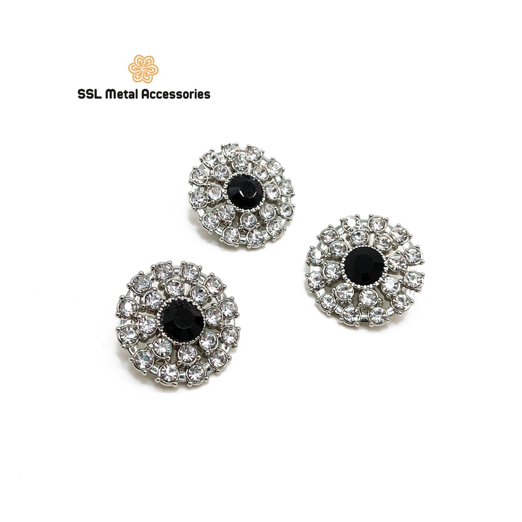 Nút kim loại thời trang mới hình hoa đính đá cực đẹp cực sáng dùng cho áo, váy, đầm, áo khoác A-877H, 21mm