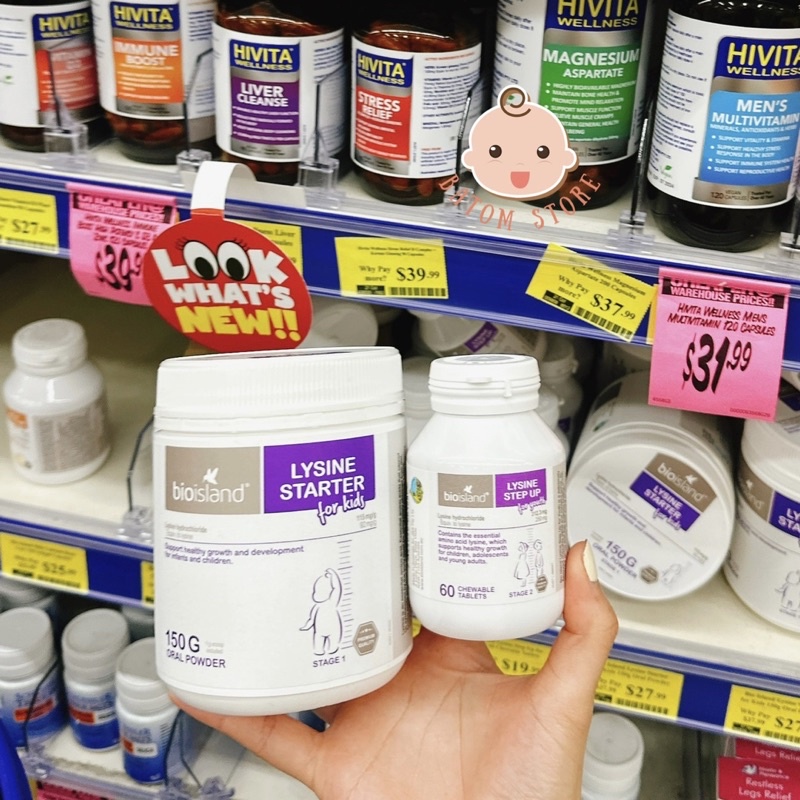 Lysine Bio Island Úc Bột/Viên -  Giúp Bé Tăng Chiều Cao, Tăng Chuyển Hóa Cho Trẻ -  Bé Ăn Ngon Hơn