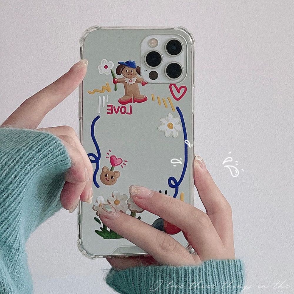 Ốp Điện Thoại TPU Mềm Tráng Gương Chống Sốc In Hình Vẽ Chó Doodle Thời Trang Cho IPhone 14 13 12 11 Pro Max
