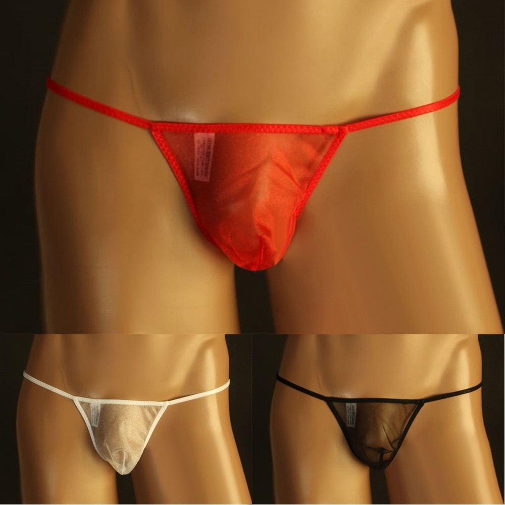 Sexy Mens/T-Back G-string Thong Bikini Underwear Micro Mesh Sheer Pouch Thongs