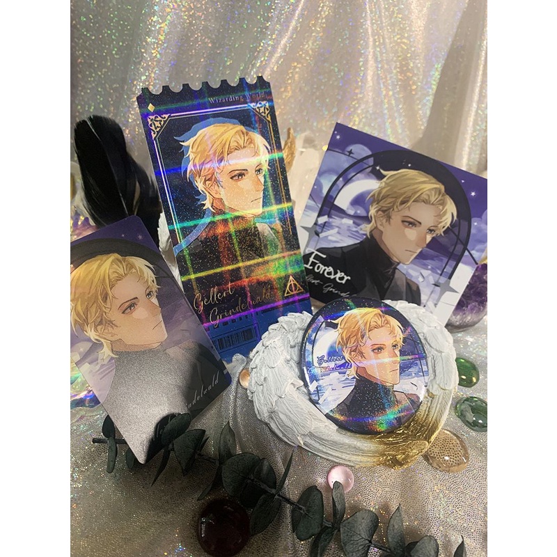 Fantastic Beasts and Where to Find Them GGAD Grindelwald Dumbledore thẻ vuông thẻ trong suốt cuống vé Badge