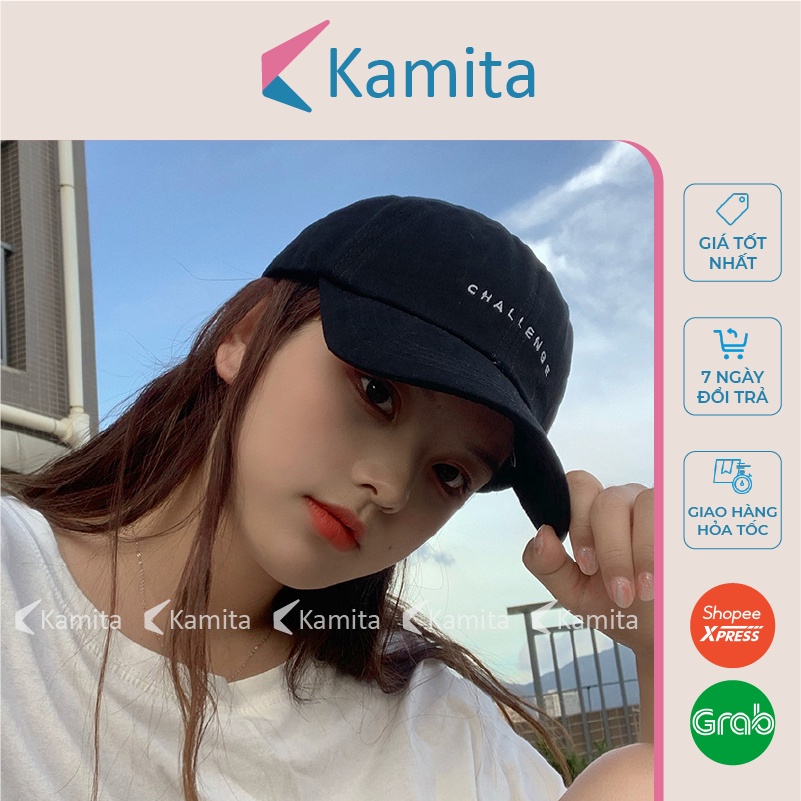 Mũ Lưỡi Trai, Nón Lưỡi Trai KAMITA Thêu Cá Mập Nam Nữ Hàn Quốc, Nón Kết Đen Be Đẹp Vải Kaki Cao Cấp Chính Hãng KM03