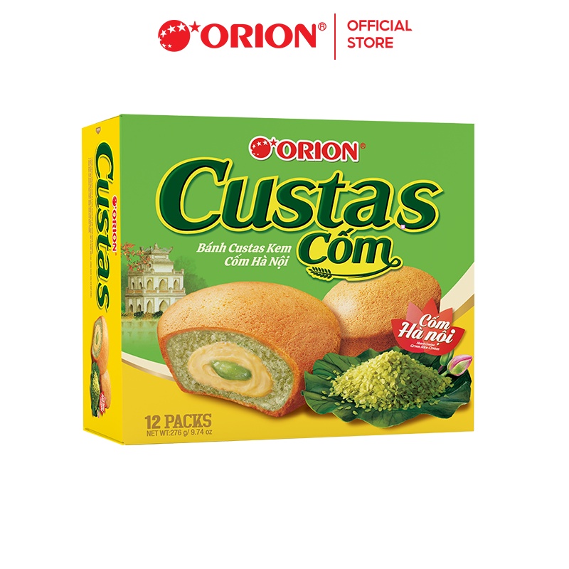 Hộp 12 gói bánh Orion Custas 12P vị cốm Hà Nội (282G)