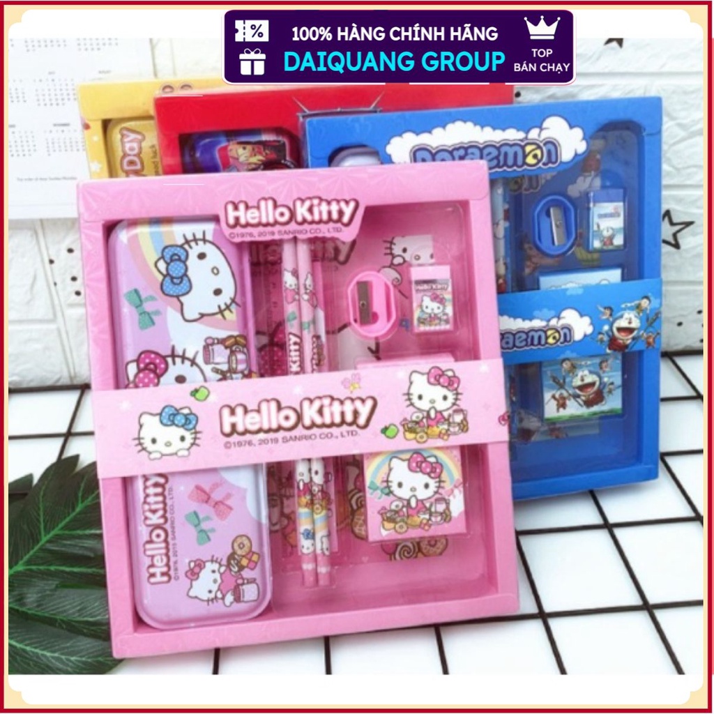 SET 7 món Bộ hộp quà dụng cụ học tập nhiều mẫu cho béDAIQUANGGROUPHộp bút cho bé kèm bộ dụng cụ học tập 7 chi tiết