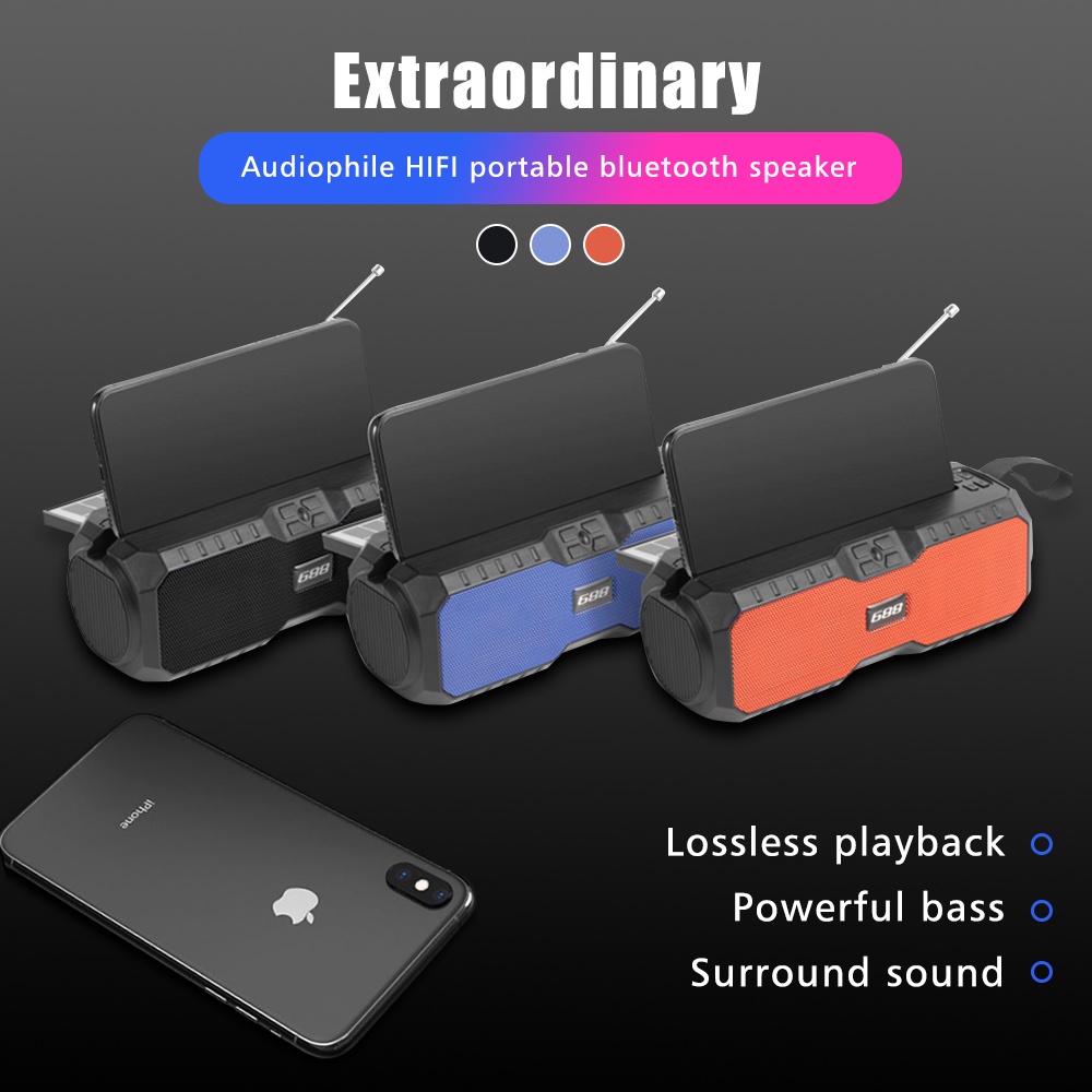 Loa Bluetooth Không Dây Tích Hợp Đài FM Kỹ Thuật Số Sạc Năng Lượng Mặt Trời MP3 Âm Thanh Siêu Trầm