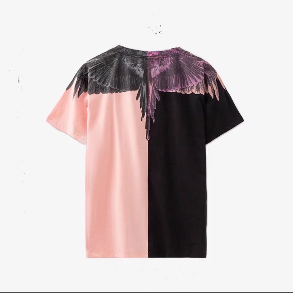 Áo Phông Vai Đại Bàng 2 Màu Hồng Đen Chất Cotton Dáng Rộng Uni