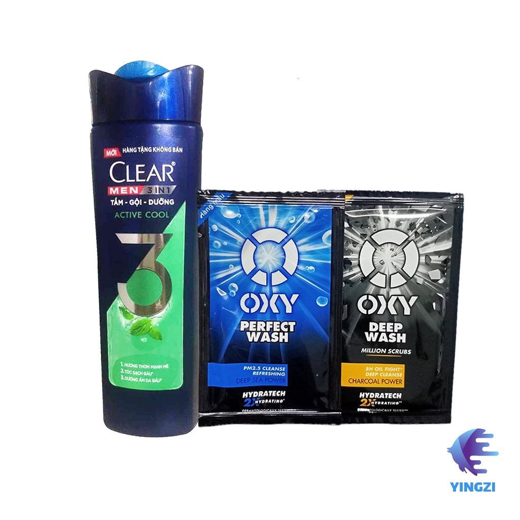 Combo dầu gội sạch gàu 3-in-1 Clear men 140g + 10 gói sữa rửa mặt Oxy 3g/ gói- Hàng tặng