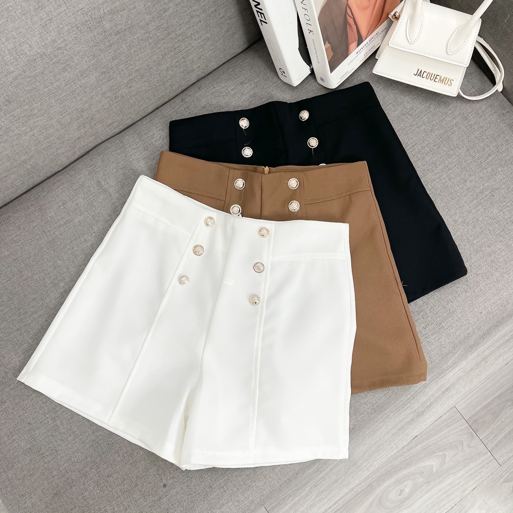 Quần short lưng cao 6 nút phong cách đơn giãn dễ phối CHIBEST YNB122