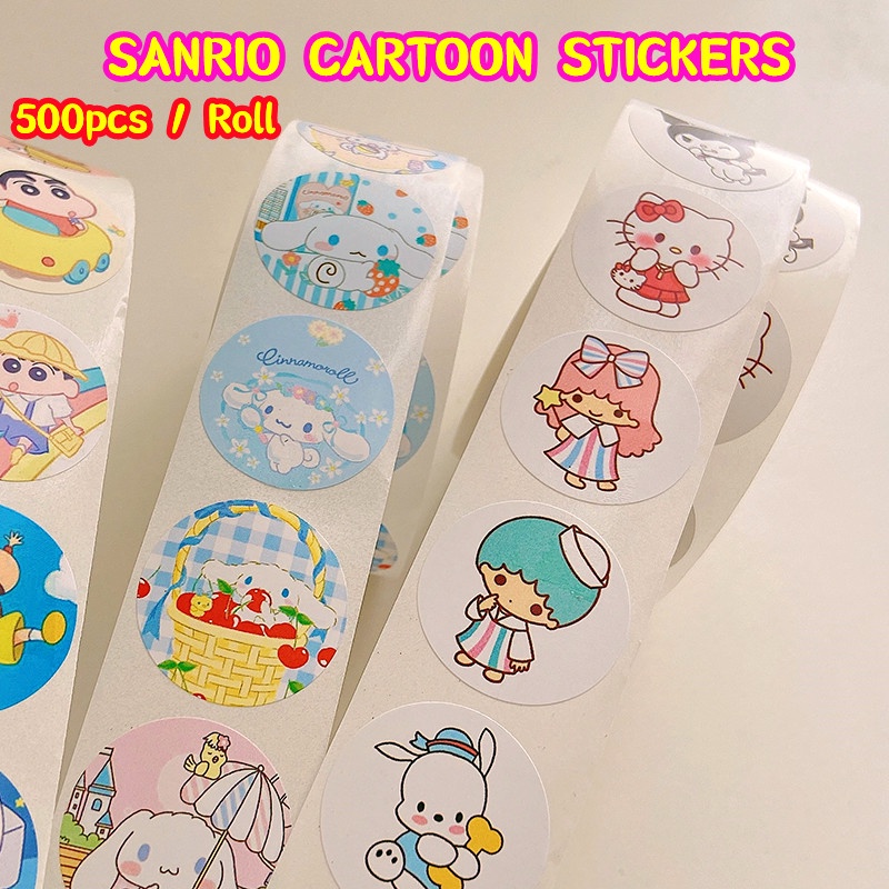 Cuộn 500 miếng dán truyền cảm hứng/ phần thưởng hình Sanrio Pachacco Kuromi Cinnamoroll hoạt hình cho trẻ em