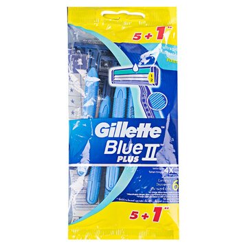 Dao Cạo Râu Cán Xanh Gillette Blue II Plus (Gói 6 cây - Xanh)| Cây cạo râu cán vàng Gillette Super Thin Long (6 cây)