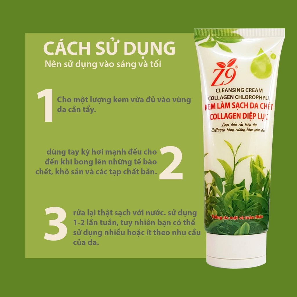 Tẩy Tế Bào Chết Diệp Lục Z9 Sạch Da Mịn Màng (Tuýp 100ml)