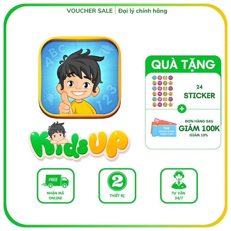 Kids up Toàn quốc [E-voucher] - Voucher mã học GIÁO DỤC SỚM MONTESSORI (Trọn đời, 1 năm)