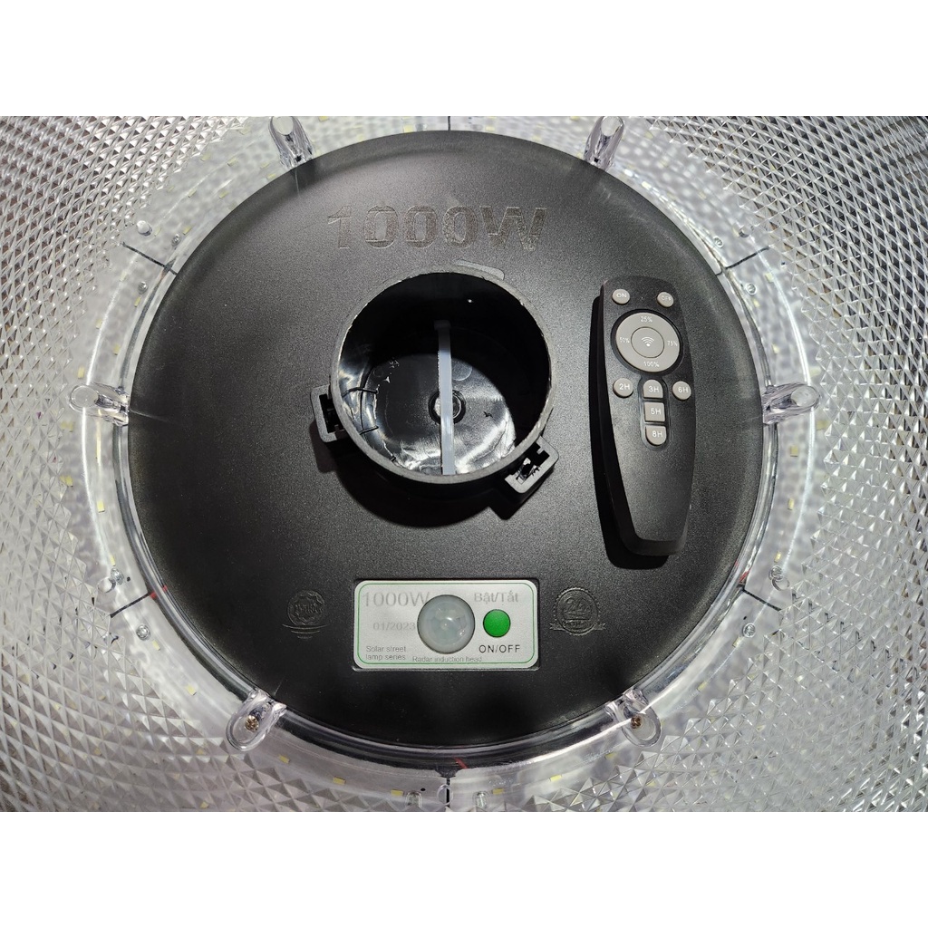 Đèn led sân vườn năng lượng mặt trời 1000W SOLAR LIGHT PIN 48Ah, dạng đĩa bay UFO Cảm Biến Chuyển Động