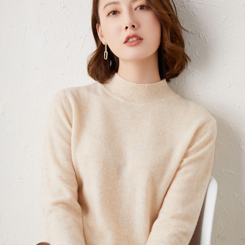 DUNEA Áo Sweater Dệt Kim Cổ Cao Dáng Rộng Thiết Kế Xinh Xắn Cho Nữ