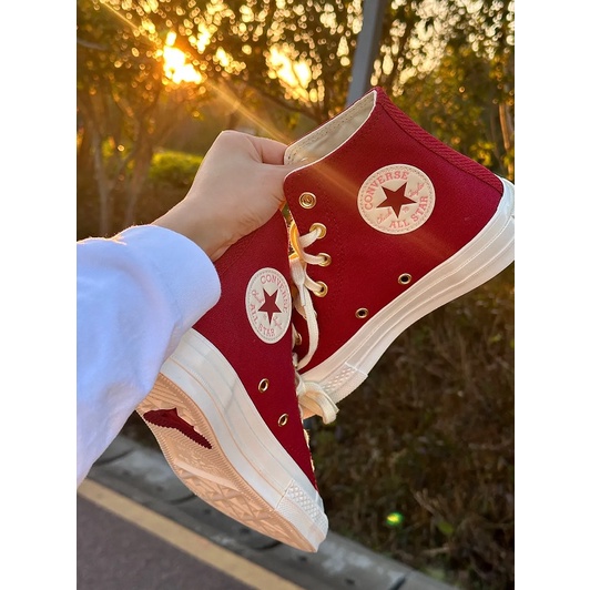Giày Thể Thao Converse 2023 Cổ Cao Thêu Họa Tiết Trái Tim Độc Đáo Thời Trang Unisex-2136