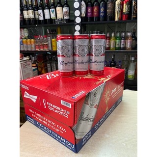 Thùng 24 lon bia budweiser sleek can chính hãng - phiên bản fifa world cup