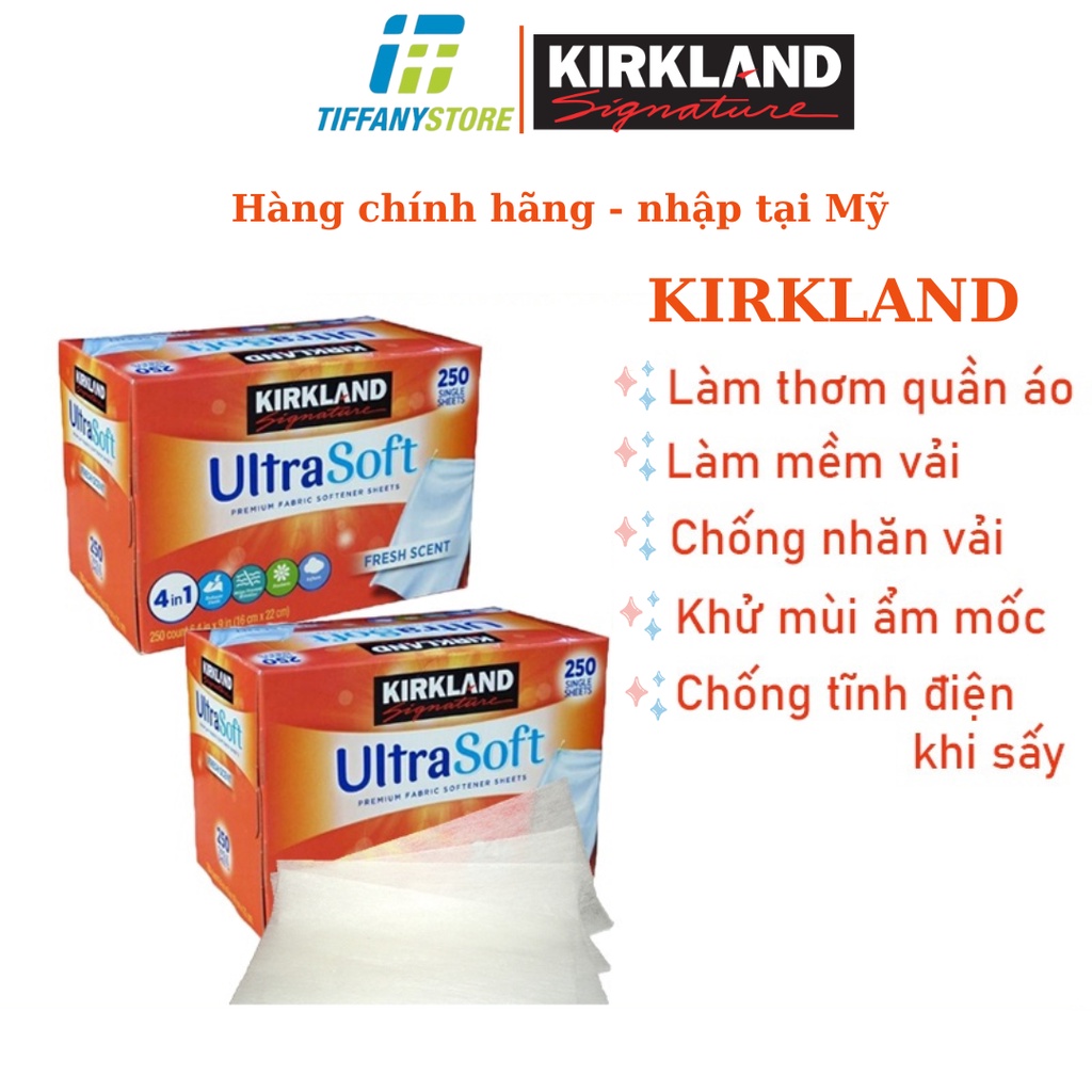 Giấy thơm quần áo Kirkland chính hãng giúp mềm vải, không làm nhăn quần áo, loại bỏ mùi ẩm mốc - Hàng Mỹ