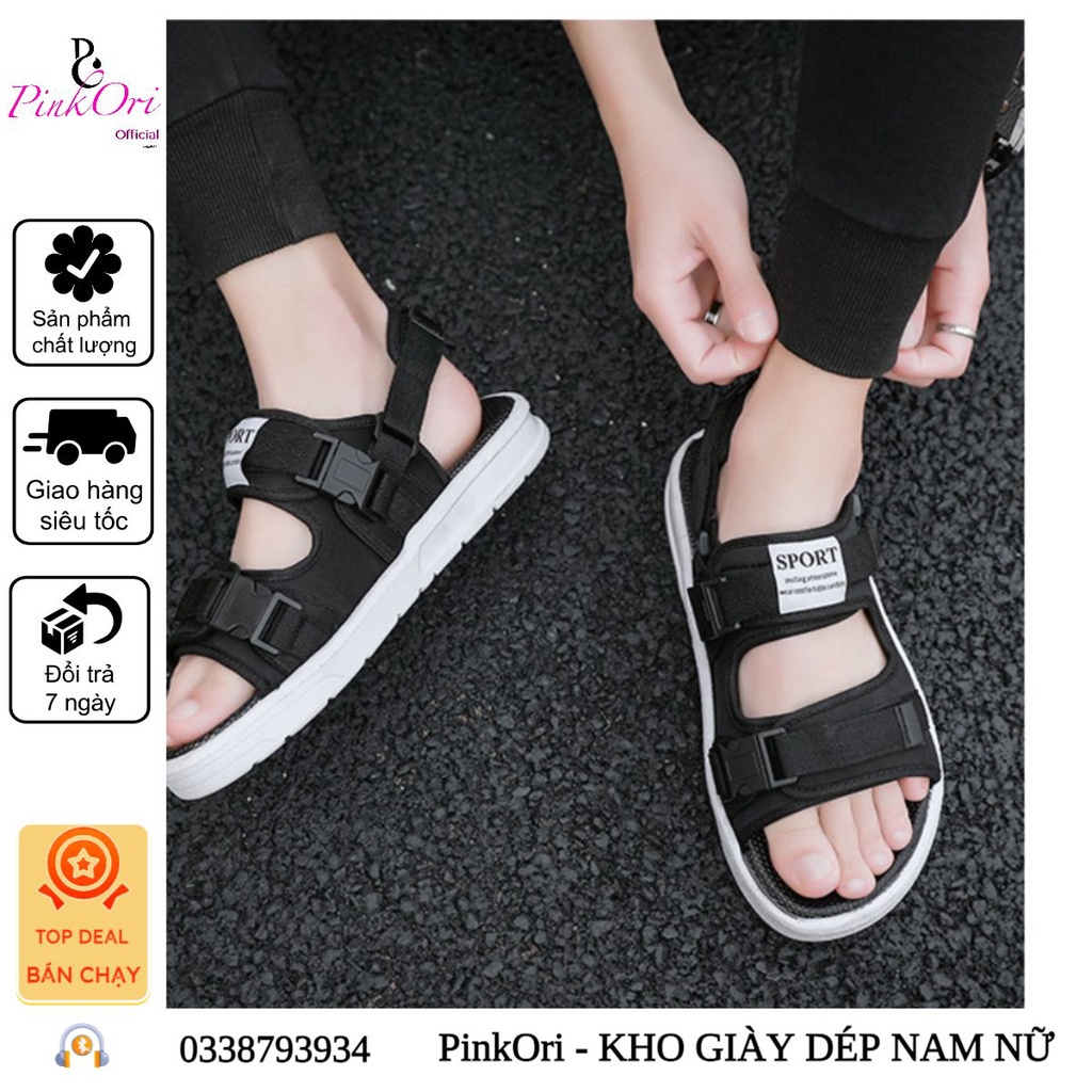 [ LÙI 1 SIZE] Xăng đan nam nữ 3 quai Fitting đế cực êm- Dép sandal quai hậu Unisex cho học sinh, sinh viên - PinkOri