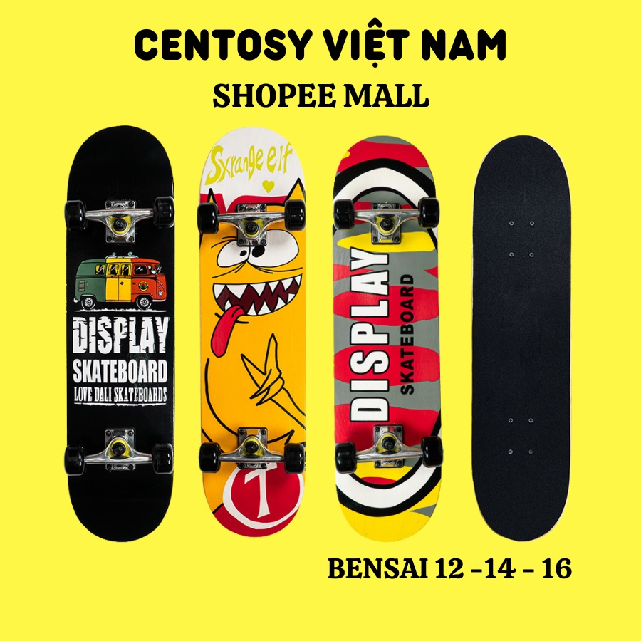Ván Trượt Người Lớn Giá Rẻ - Bensai Skateboard 14 - In Hình Phong Cách, Mặt Nhám Chống Trơn
