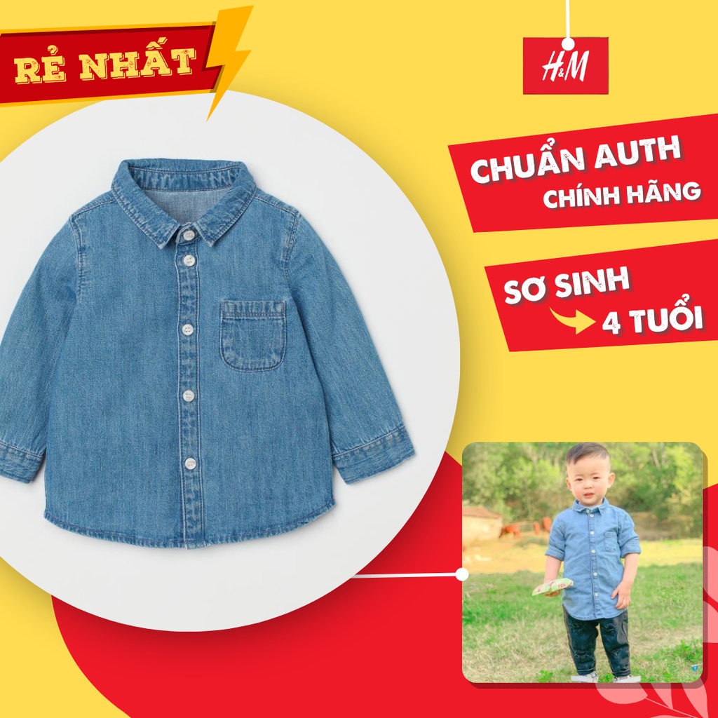 Áo sơ mi jean bò HM cho bé trai 8-18kg - HD Kids Store Officials