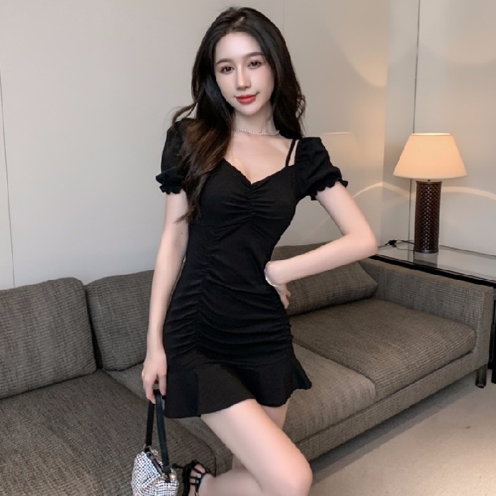 Đầm PERTY tay ngắn hai dây phong cách Hàn Quốc mới xinh xắn thời trang mùa hè dành cho nữ