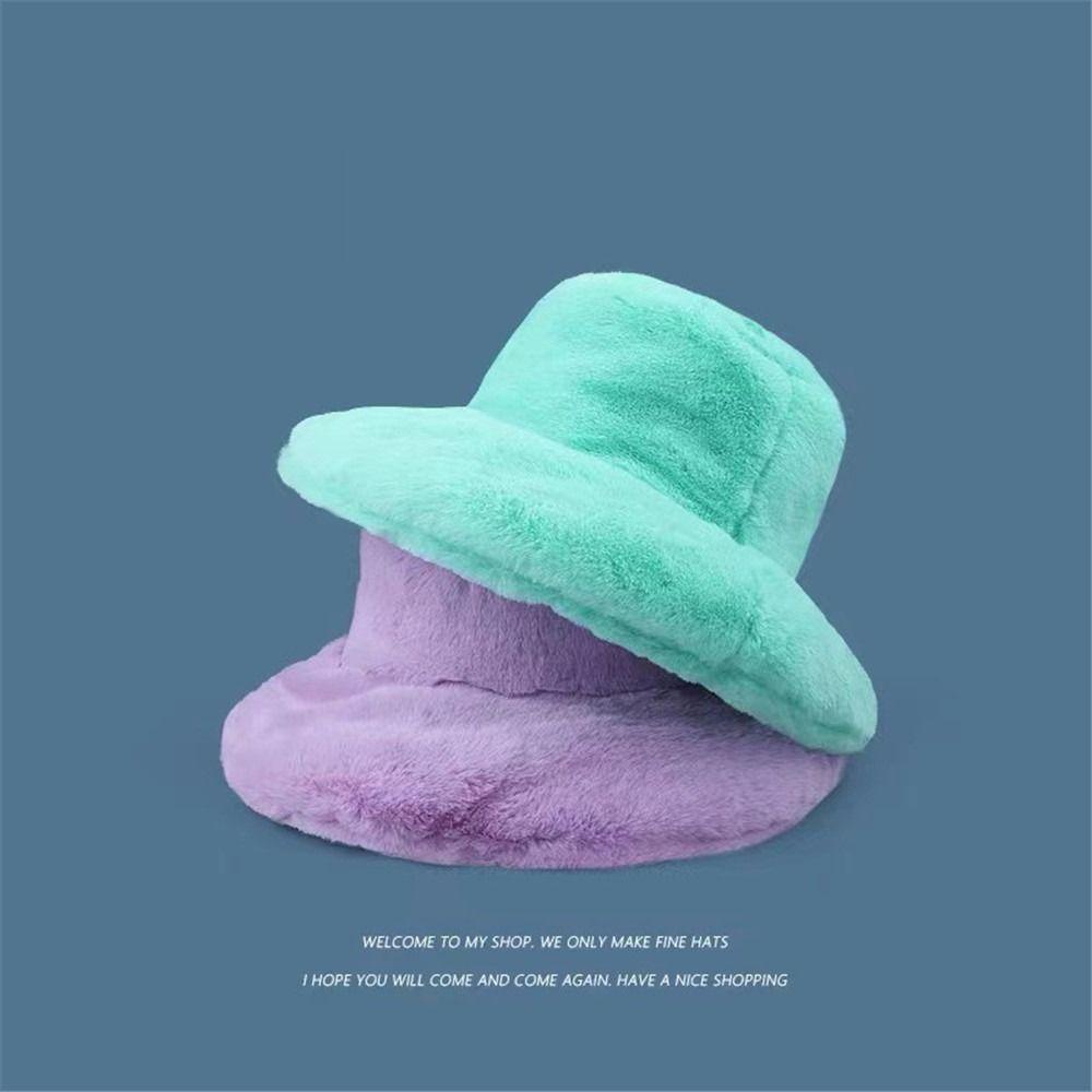 Mũ Bucket Chất Liệu Lông Giả Mềm Mại Thời Trang Mùa Đông Ấm Áp