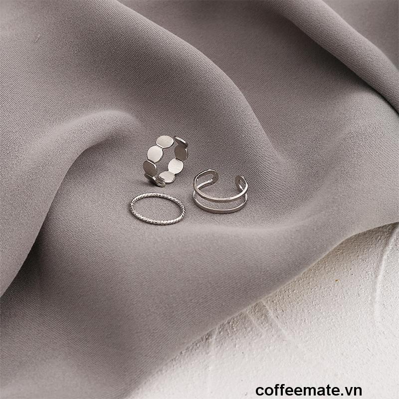【coffeemate】⚡ Bộ Nhẫn Hở Phong Cách Hip Hop Cổ Điển Cho Nam Và Nữ