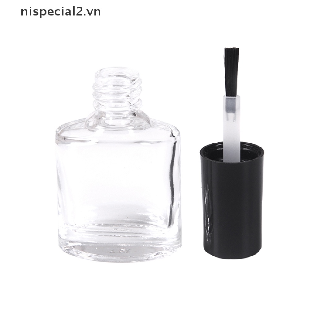 Set 2 Hũ Rỗng Trong Suốt Đựng Nước Sơn Móng Tay 10 / 15ml Kèm Cọ Tiện Dụng
