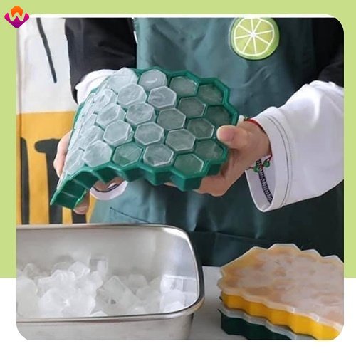 Khay làm đá silicon hình tổ ong có nắp 37 viên Cục đá Silicone dày thêm nắp đậy