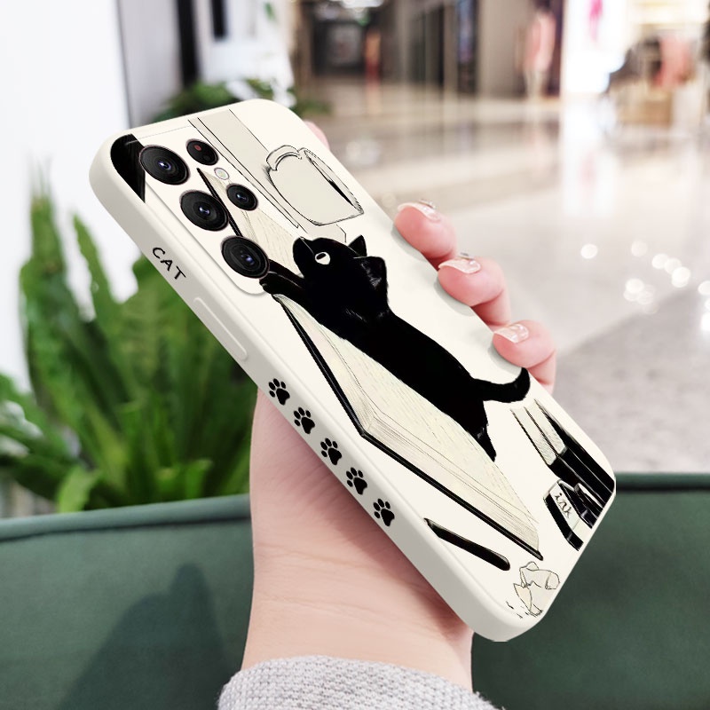 Bao Da Điện Thoại In Hình Mèo Nghịch Ngợm Cho samsung galaxy s23 s22 fe ultra plus Ốp