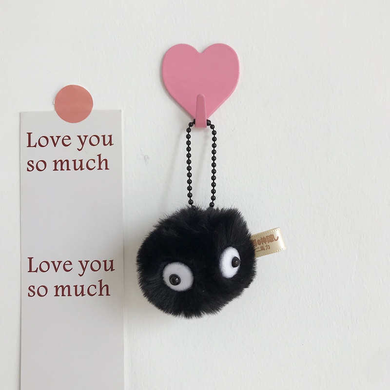 Papayahu Móc Khóa Quả Cầu Lông Xù Đen Đáng Yêu Dành Cho Trang Trí Điện Thoại Di Động / Túi Xách Quà Tặng